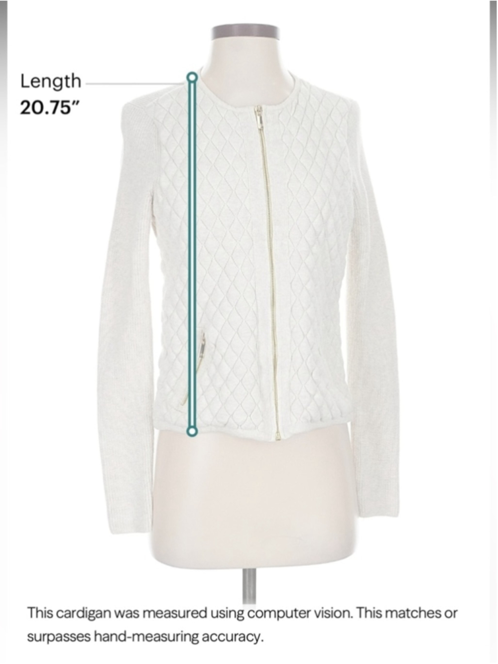 Charter Club Cream Quilted Zip-Front Knit Bomber Jacket - Picture 5 of 7